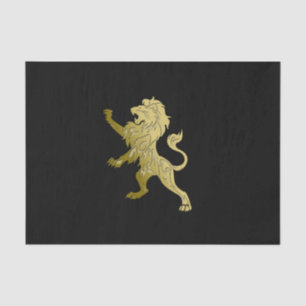Golden Royal Lion on Black Personal Name Seidenpapier