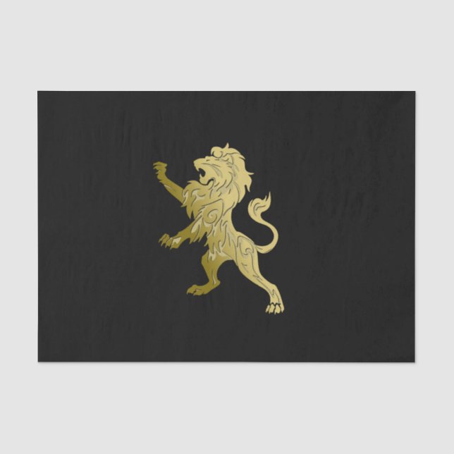 Golden Royal Lion on Black Personal Name Seidenpapier (Vorderseite)
