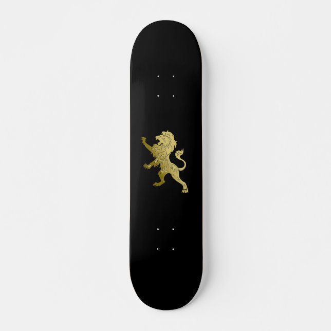 Golden Royal Lion on Black Skateboard (Vorne)
