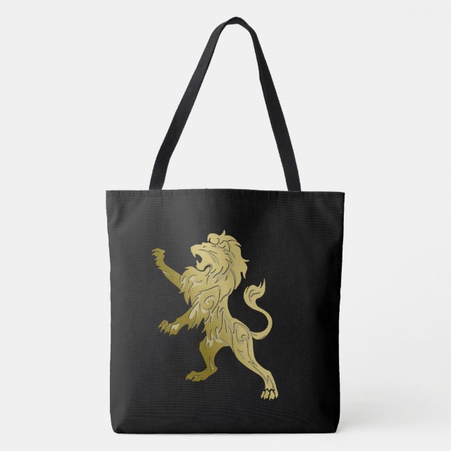 Golden Royal Lion on Black Tasche (Vorderseite)