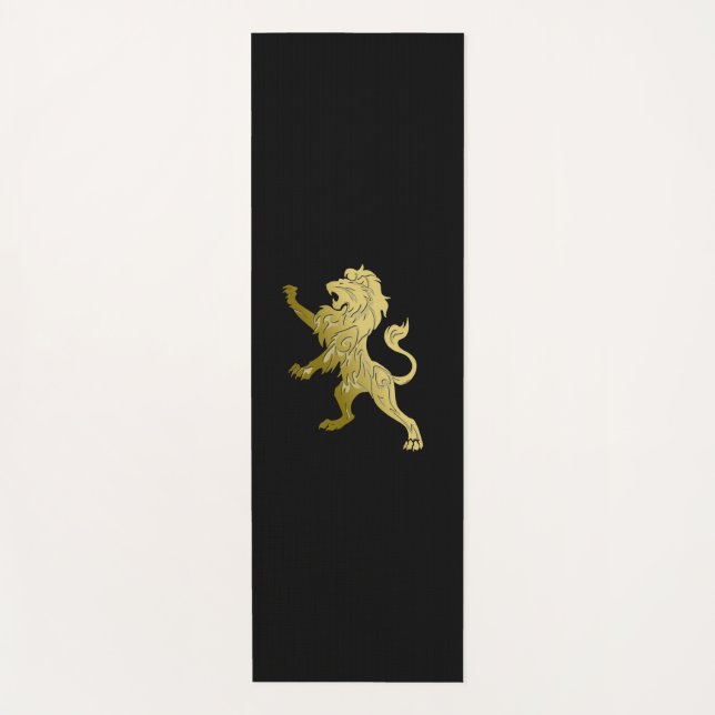 Golden Royal Lion on Black Yogamatte (Vorderseite)