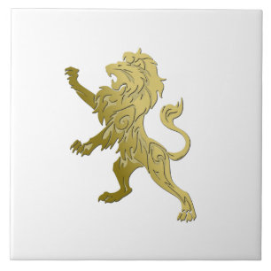 Golden Royal Lion on White Fliese