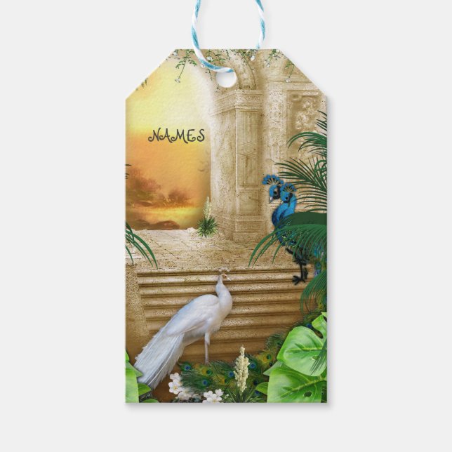 Golden Royal Peacock Tempel Wedding Dreams Geschenkanhänger (Vorderseite)