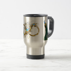 Golden Royal Peacocks & Feathers Wedings Rings Reisebecher