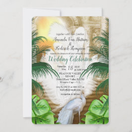 Golden Royal White Peacock Feathers Einladung