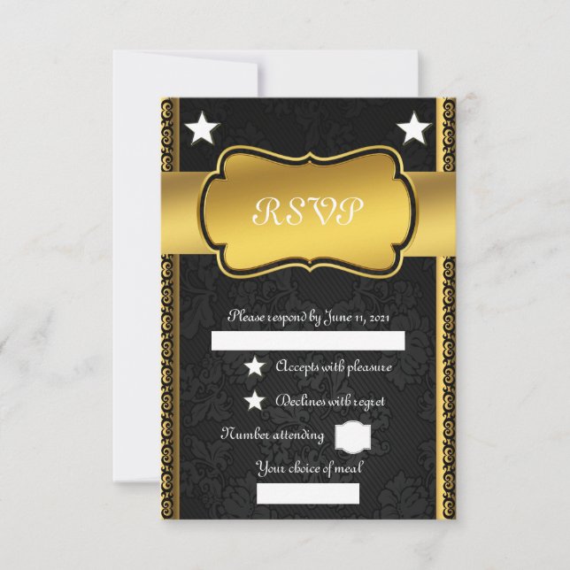 Golden RSVP Karte (Vorderseite)