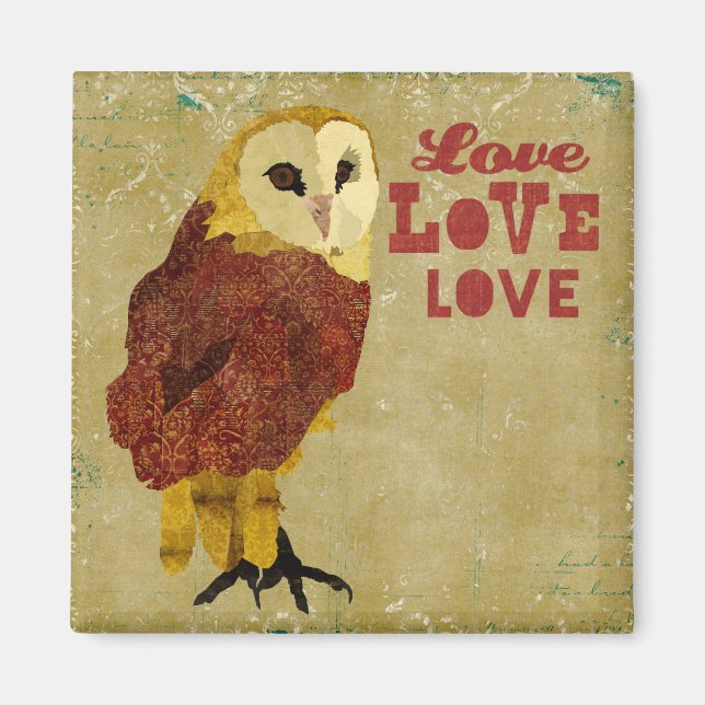 Golden Ruby Owl Liebe Magnet (Vorne)
