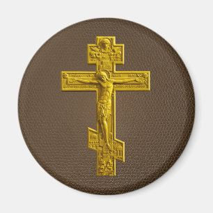 Golden Russisch-Orthodoxe Kreuz Magnet