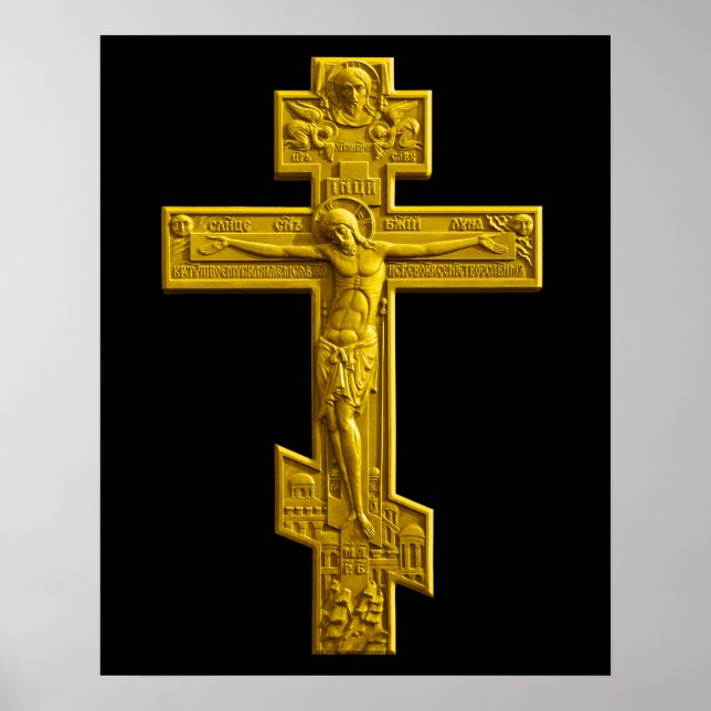 Golden Russisch-Orthodoxe Kreuz Poster (Vorne)