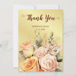 Golden Rustic Floral Vielen Dank für Ihre Hochzeit Einladung