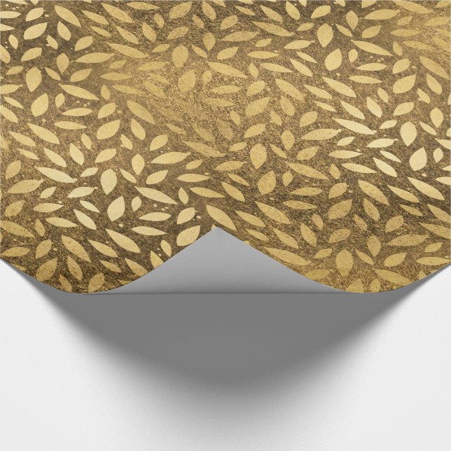 Golden Rustic Luxury Blätter Geschenkpapier (Ecke)
