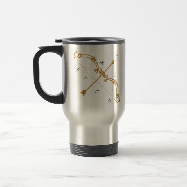 Golden Sagittarius Zodiac Travel Mug Reisebecher (Links)