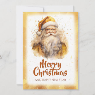 Golden Santa Claus Watercolor Feiertagskarte