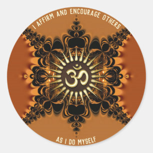 Golden Satin Lace OM Spirituelle Bejahungen Runder Aufkleber