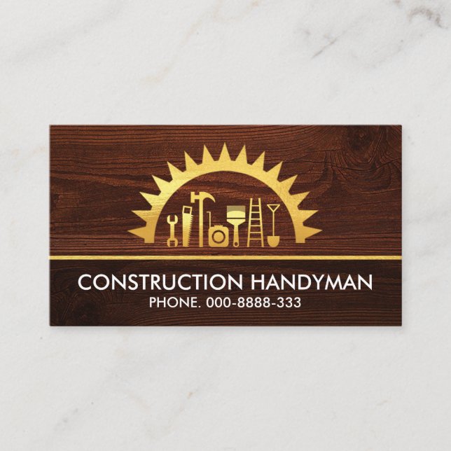 Golden Saw Handyman Tools Holz Visitenkarte (Vorderseite)