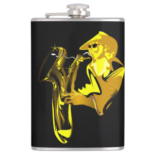 Golden Saxaphonist Flachmann