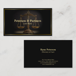 Golden Scale of Justice Gold Border Black Visitenkarte