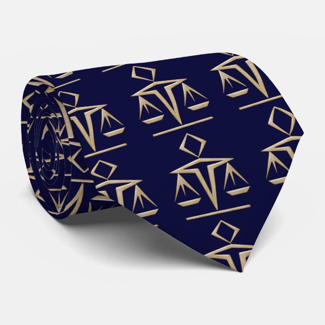 Golden Scales of Justice auf Beinahe Navy Blue Krawatte (Gerollt)