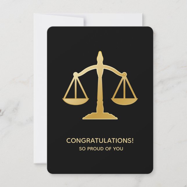 Golden Scales of Justice Law Themed Design Einladung (Vorderseite)