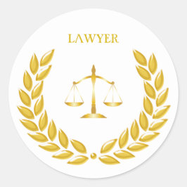 Golden Scales of Justice Lawyer on White Runder Aufkleber