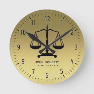 Golden Scales of Justice Runde Wanduhr