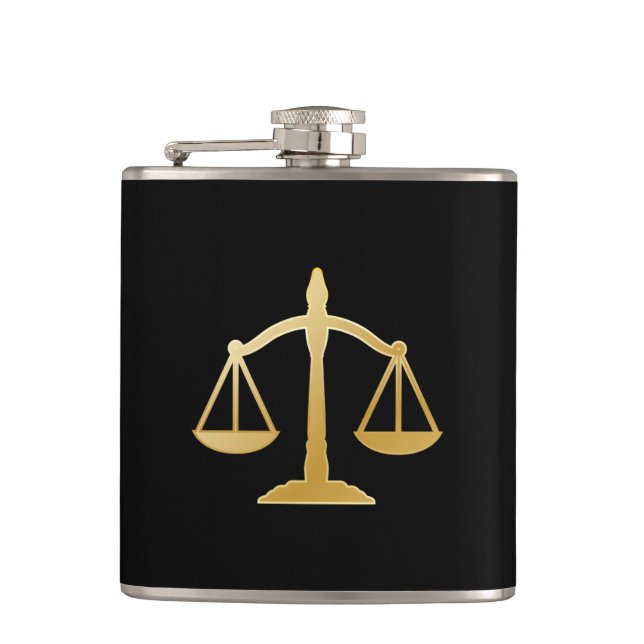 Golden Scales of Justice Theme Design Flachmann (Vorderseite)