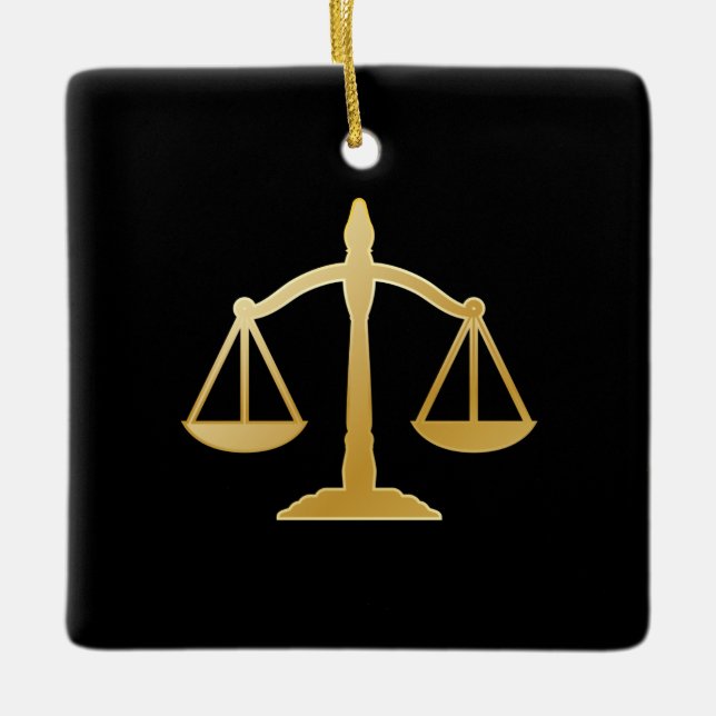 Golden Scales of Justice Theme Design Keramikornament (Vorderseite)