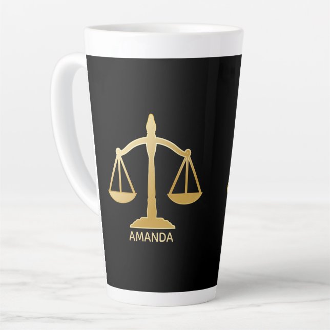 Golden Scales of Justice Theme Design Milchtasse (Linke Ecke)