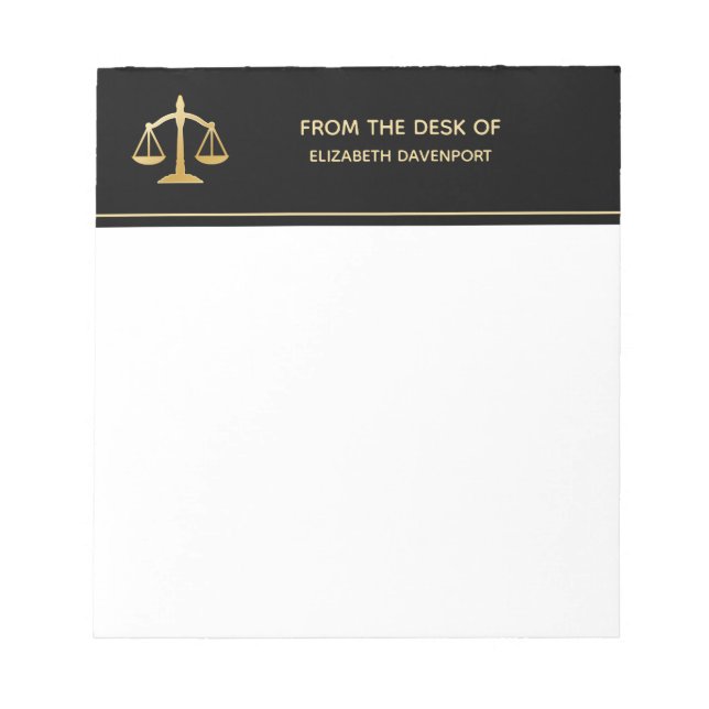 Golden Scales of Justice Theme Design Notizblock (Vorderseite)