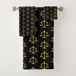Golden Scales of Justice Theme Design Pattern Badhandtuch Set