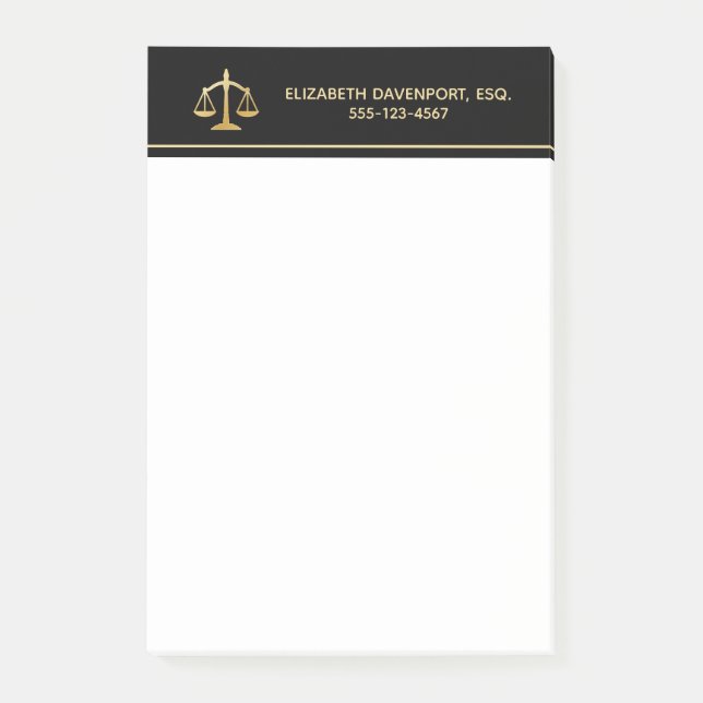Golden Scales of Justice Theme Design Postit Post-it Klebezettel (Vorderseite)