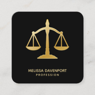 Golden Scales of Justice Theme Design Quadratische Visitenkarte