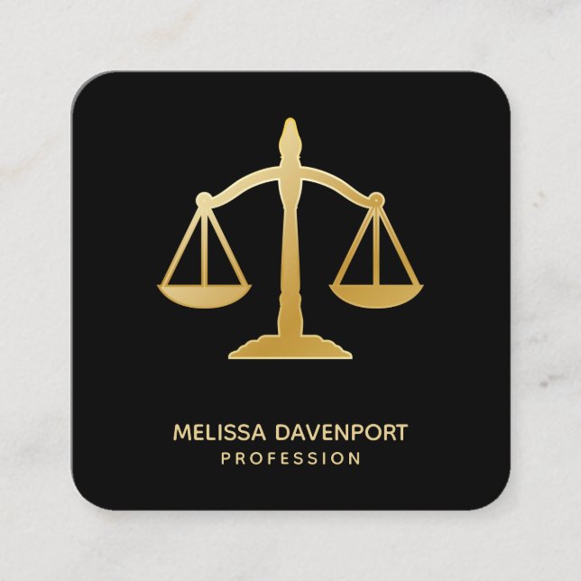 Golden Scales of Justice Theme Design Quadratische Visitenkarte (Vorderseite)