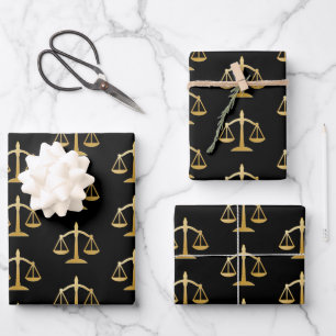 Golden Scales of Justice Theme Pattern Geschenkpapier Set