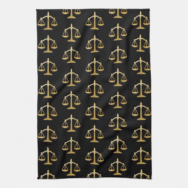 Golden Scales of Justice Theme Pattern Geschirrtuch (Vertikal)