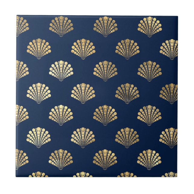 Golden Scallop auf Blue Fliese (Vorderseite)