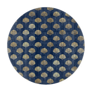 Golden Scallop auf Blue Schneidebrett
