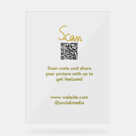 Golden Scan QR Glitzer einfach elegant Acrylschild