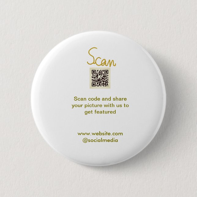 Golden Scan QR Glitzer einfach elegant Button (Vorderseite)