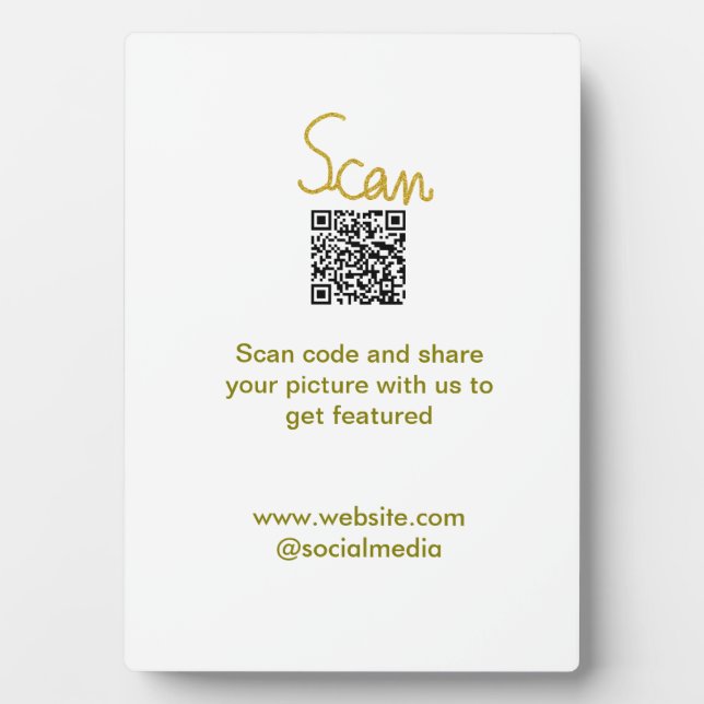 Golden Scan QR Glitzer einfach elegant Fotoplatte (Vorderseite)