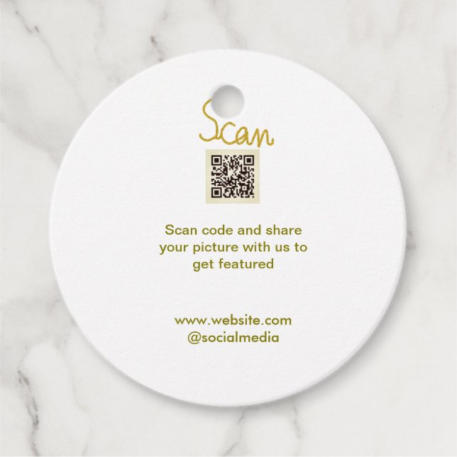 Golden Scan QR Glitzer einfach elegant Geschenkanhänger (Vorderseite)