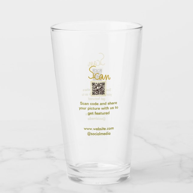Golden Scan QR Glitzer einfach elegant Glas (Vorderseite)