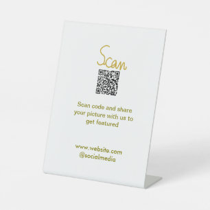 Golden Scan QR Glitzer einfach elegant Sockelschild