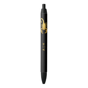 Golden - Scorpio Zodiac - mit Monogramm schwarz Kugelschreiber