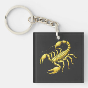 Golden Scorpion Zodiac Design mit Ornamenten Schlüsselanhänger