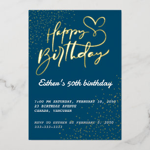 Golden Script Anniversaire Foil Invitation