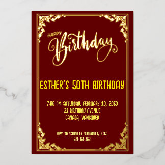 Golden Script Anniversaire Foil Invitation