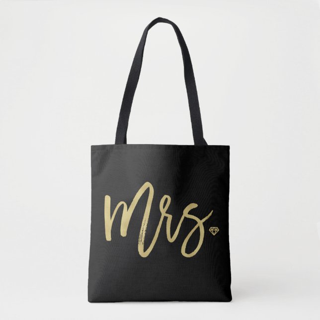 Golden Script Brautparty Wedding Tote Bag Tasche (Vorderseite)