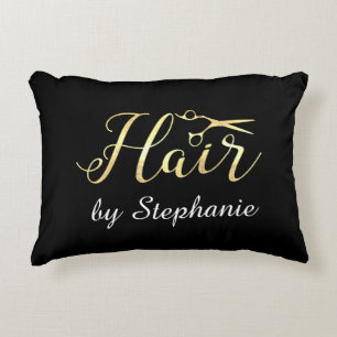 Golden Script Schere Friseursalon Dekokissen