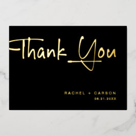 Golden Script Wedding Thank You Real Foil Cards Folieneinladung